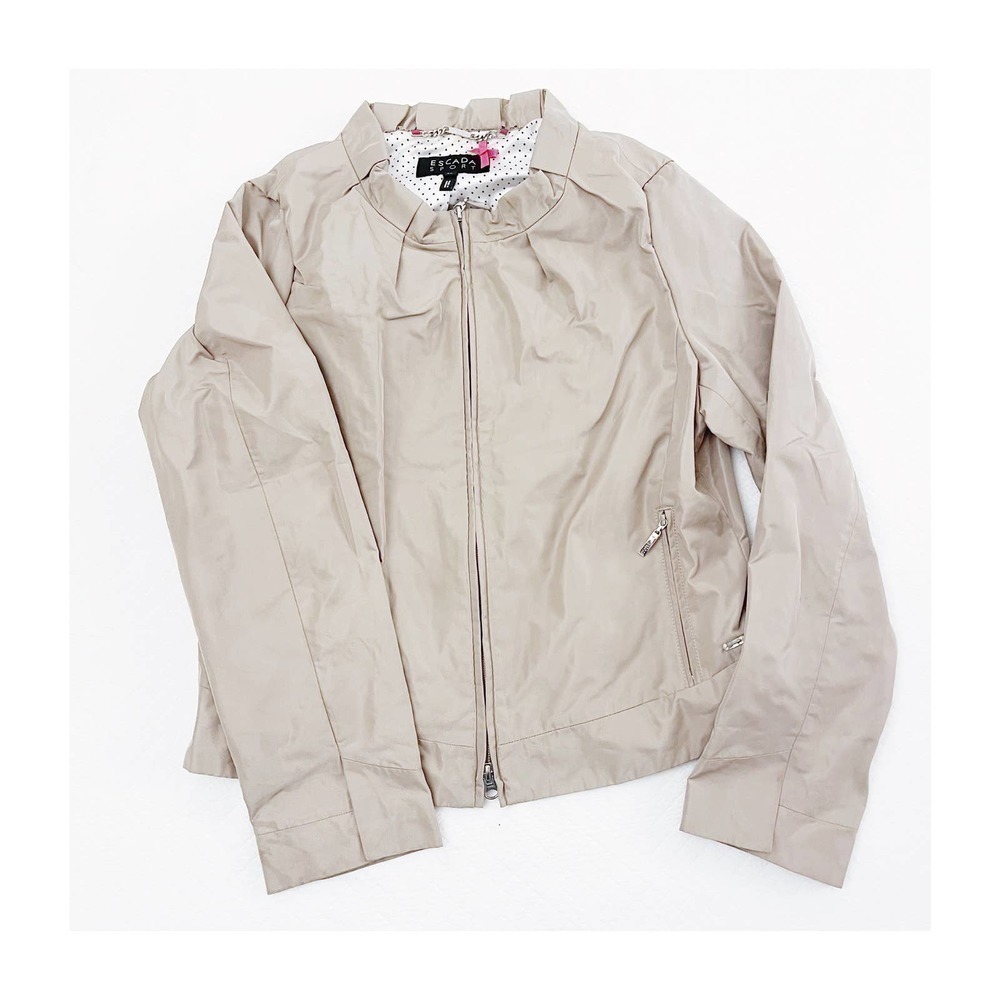 Escada Sport Khaki Lined Windbreaker Zippered Jacket SZ40